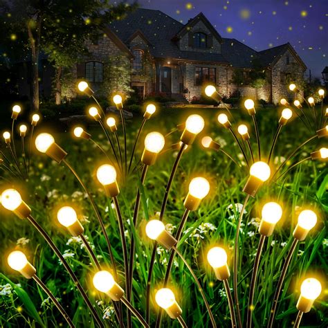 4-Pack Solar Garden Lights, Upgraded 32 LED Firefly Solar Lights for ...