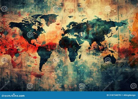 Artistic World Map Depicting Global Tensions with Vibrant Colors in ...