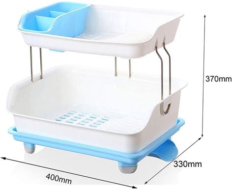 EASYMART Plastic 2 Tier Large Kitchen Sink Dish Drainer Rack Drying ...