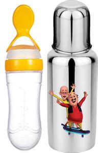 Kartkla STAINLESS STEEL MILK FEEDING MOTU PATLU BOTTLE WITH SPOON ...