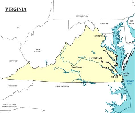 Virginia State Map - Map of Virginia and Information About the State