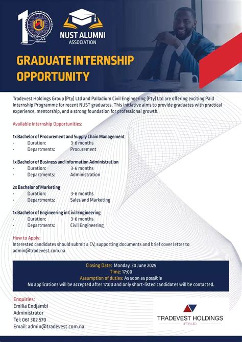 NUST Graduate Paid Internship 2025 Online Apply » Jobs Centre