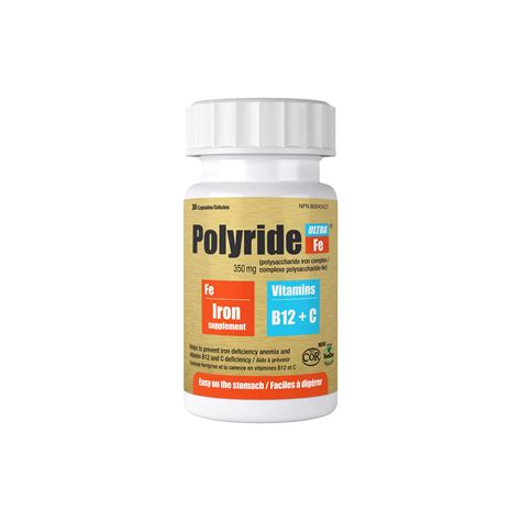 Polyride Fe Ultra Polysaccharide Iron Supplement Complex 350mg - Energy Support for Iron ...