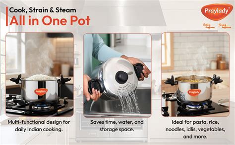 Buy Praylady Strainer Pro Max 4.2L | 304 Grade Stainless Steel | Triply ...