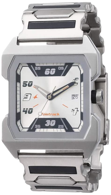 Buy Fastrack Men Quartz Analog Silver Dial Stainless Steel Strap Watch ...