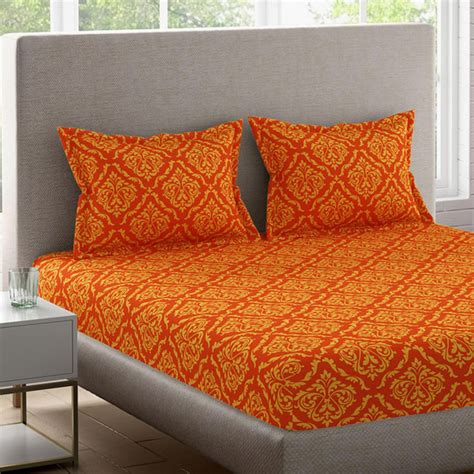 Buy BICHAUNA Amelia Cotton 120TC Printed 3Pcs Queen Bedsheet Set from ...