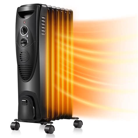 Kismile 1500W Oil Filled Radiator Heater, Portable Electric Heater with ...
