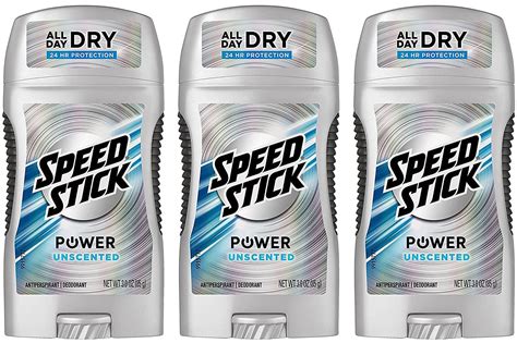 Speed Stick Power Men's Antiperspirant Deodorant, Unscented, 24-Hour ...