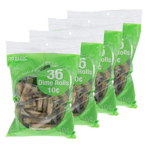 BAZIC Dime Coin Wrappers Rolls, Made in USA Coins Tubes (36/Pack), 4 ...