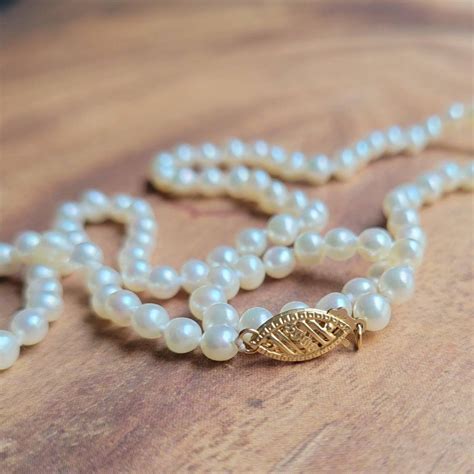 VINTAGE Pearl Necklace 14k Gold Clasp, 1990s Vintage Pearls 30th ...