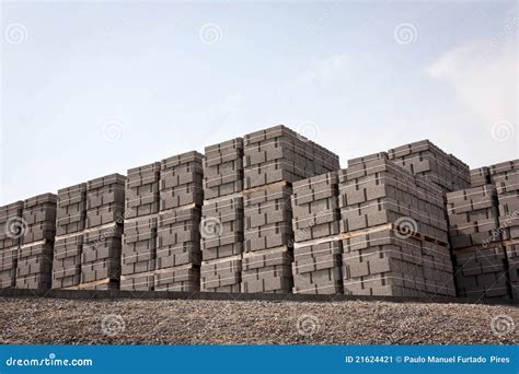 Pallets of concrete blocks stock image. Image of business - 21624421