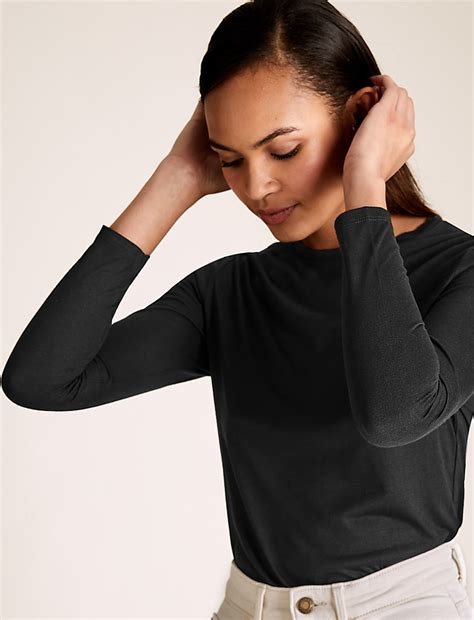 Buy Crew Neck Relaxed Fit Long Sleeve Top at Marks & Spencer