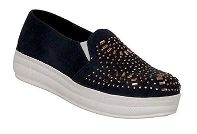 Buy INDISHU Women's Navy Shoe at Amazon.in