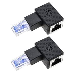 2PCS RJ45 Ethernet Adapter 90 Degree RJ45 Male to RJ45 Female Adapter ...
