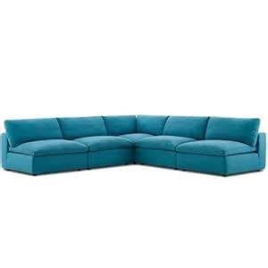 Interio Canape Modern Commix Down Filled Overstuffed 5 Piece Sectional ...
