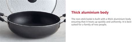 Buy Lifelong Non-Stick 2 litre Kadhai with Glass Lid, 24 cm, Black/Grey ...