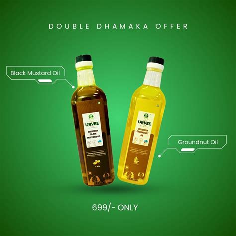 Black Mustard Oil + Groundnut Oil (1 Liter Bottles Each) – Urvee ...