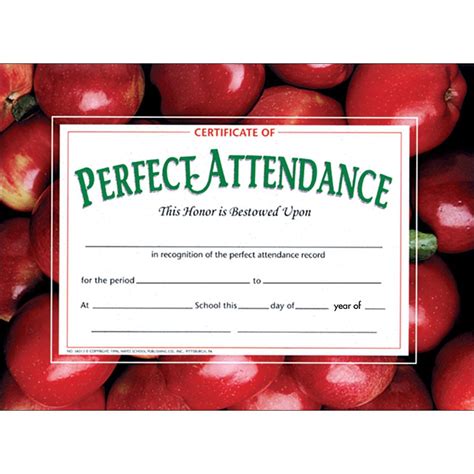 Perfect Attendance Certificates 30-Count Package