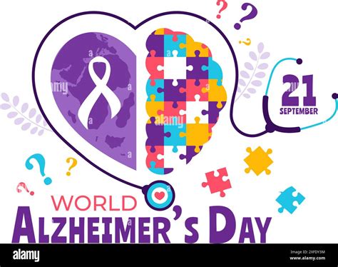 World Alzheimer's Day Vector Illustration featuring an Elderly and a ...