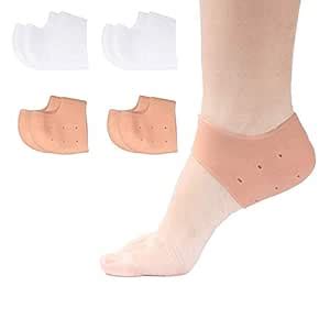 Pfedxoon Moisturizing Heel Socks 4 Pairs Gel Lined Toeless Spa Socks to ...