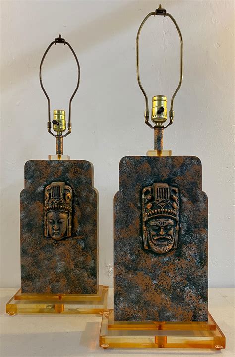 Matching Pair of Midcentury Asian Inspired Table Lamps, circa 1950 For ...