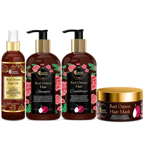 St.Botanica Red Onion Hair Shampoo 300ml + Conditioner 300ml + Hair Oil ...