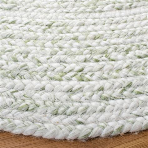 Safavieh 5 x 5 Braided Ivory/Green Round Indoor Abstract Farmhouse ...