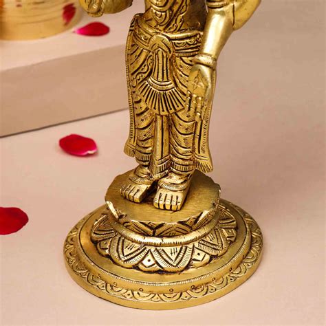 Brass Standing Goddess Lakshmi Idol (9 Inch) – Vedansh Craft