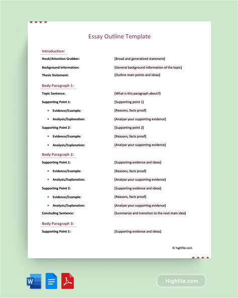 Image result for Writing Outline Example