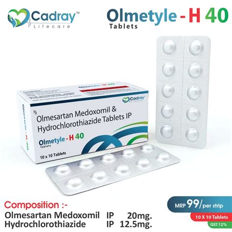 (Olmesartan 40 mg + hydrochlorothiazide 12.50 mg tablet) Olmetyle H 40 ...