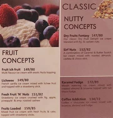 Menu of Melting Stone Ice Cream Concepts, Charminar, Hyderabad | May 2024
