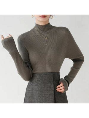 Buy Outzidr Grey Full Sleeve High Neck Sweater (S) Online