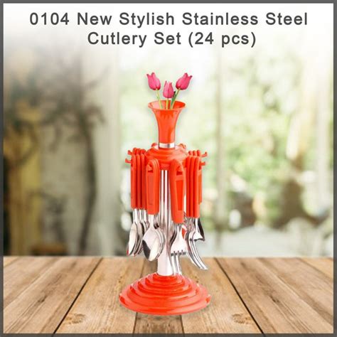 New Stylish 24 Pcs Plastic, Stainless Steel Cutlery Set (Pack of 24 ...