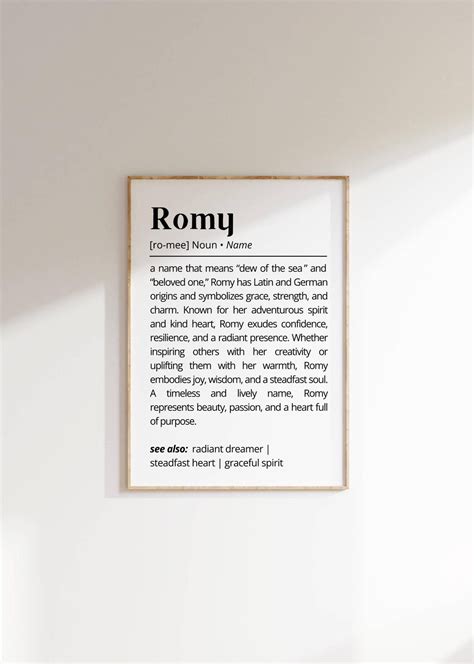 Romy Name Definition Wall Art Personalized Name Meaning Gift Minimalist ...