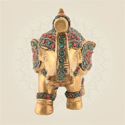 Gemstone Work Brass Elephant – Ethnic Indian Decor Online
