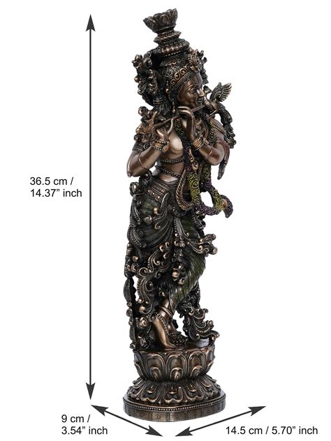 Ethnic Carved Dancing Lord Krishna Playing Flute Cold Cast Bronze Resin ...
