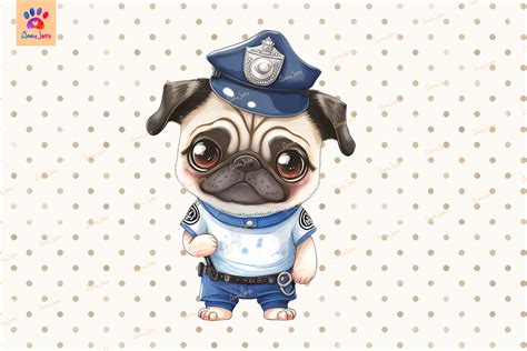 Police Pug Dog Puppy Graphic by AnnieJolly · Creative Fabrica