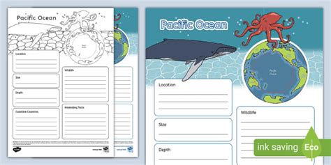 Pacific Ocean Fact File Template (teacher made) - Twinkl