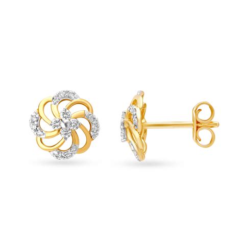 Gentle 18 Karat Yellow Gold And Diamond Studs