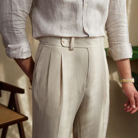 Men's white pleated pants – Style Old Money