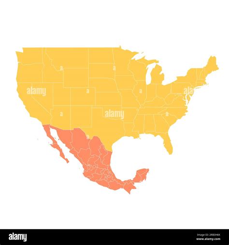 United States and Mexico political map of administrative divisions ...
