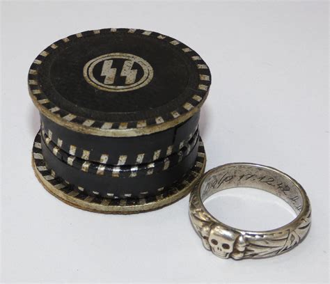 Lot - An SS Death Head Ring in Rare SS Ring Box - Marked