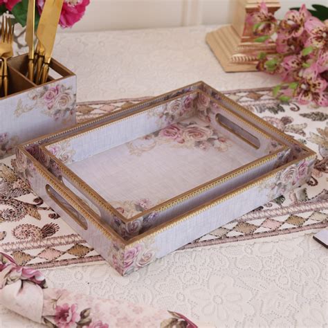 Gold Roses Medium MDF Trays (Set of 2) – Vigneto