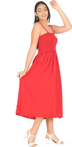 FASHION WALE Women Drop Waist Red Midi/Calf Length Dress - Buy FASHION ...