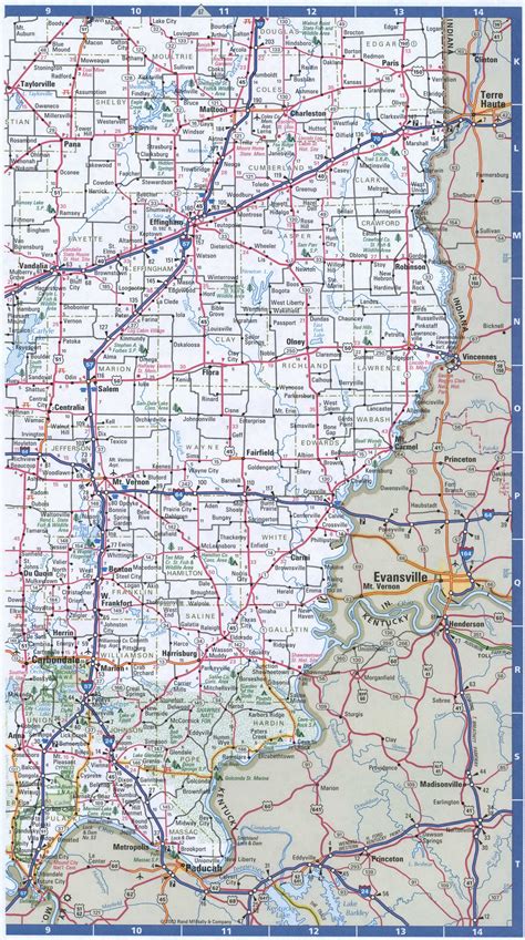 Illinois Southern roads map.Map of South Illinois cities and highways