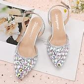 Women's Crystal Rhinestone Pointed-Toe Slingback High Heels - Elegant ...