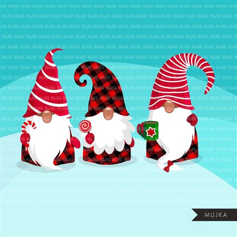 Christmas gnomes PNG Clipart, Black gnomes in plaid Gnome graphics, No ...