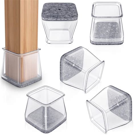 48PCS Square Chair Leg Floor Protectors with Wrapped Felt, Chair Leg ...