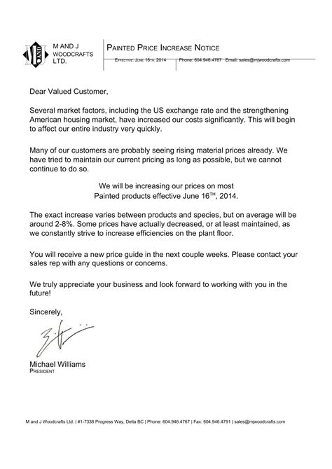 Free Printable Price/Rate Increase Letter Templates [PDF, Excel] Customers