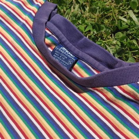 Vintage polo ralph lauren rainbow striped shirt. Has... - Depop